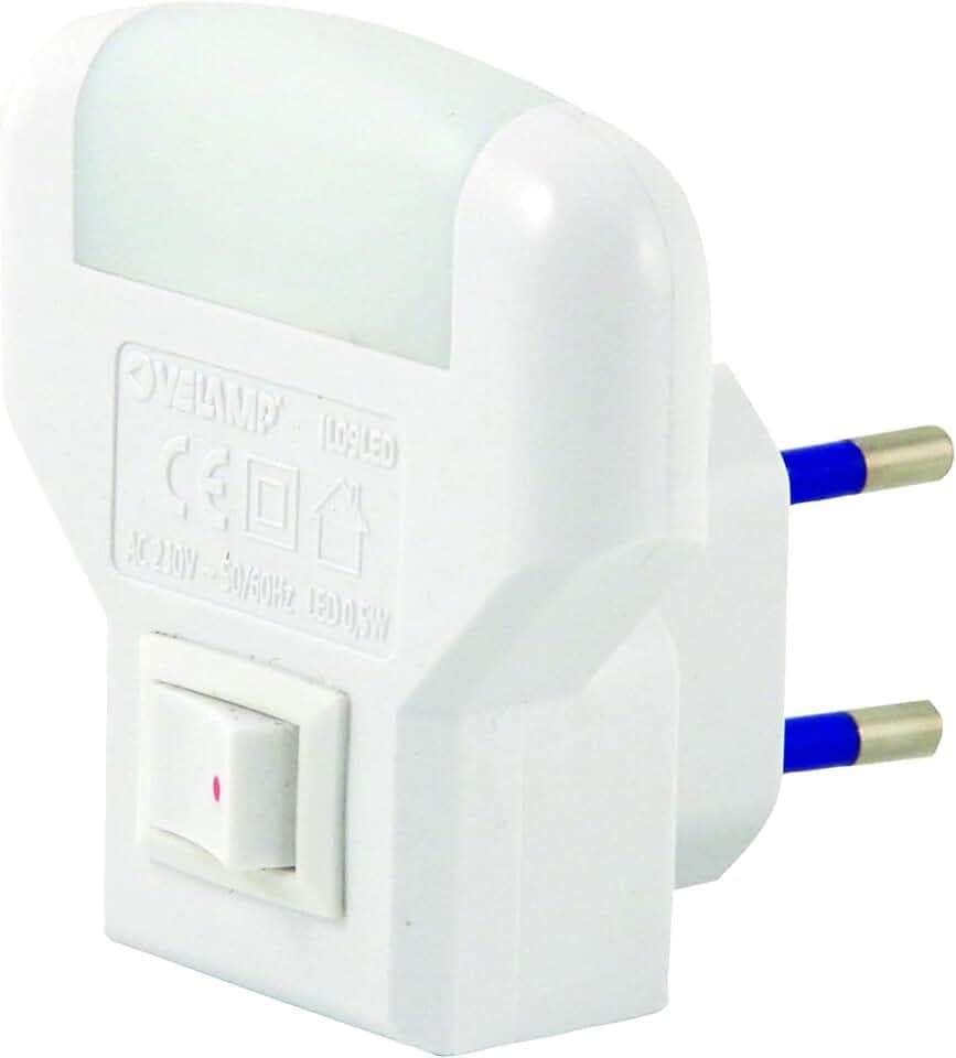 VELAMP - Luce Notturna Bambini e Adulti Bianca Naturale 4000K, Luce Notturna da Presa LED con Interruttore ON/OFF Durevole e Sicura - Adatta a Cameretta, Camera da Letto, Corridoio, Scale, Bagno, 0.5W