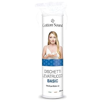 COTTON SOUND BASIC Dischetti Struccanti 100 Pezzi, Dischetti 100% Cotone, Adatti a Tutti i Tipi di Pelle, Ideali per la Rimozione del Trucco, Made in Italy