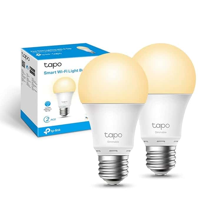 Tapo L510E Lampadina Wi-Fi E27, Funziona con Amazon Alexa e Google Home, 806 Lumen, 9W, Giallo Caldo Dimmerabile dall' 1% al 100%, 2700 K, Controllo da Remoto, Confezione da 2 Pezzi