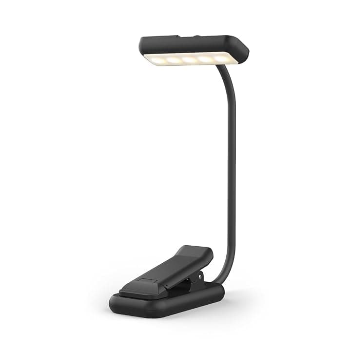 GRIFEMA Lampada da lettura con clip, 10 LED, USB C, testa girevole a 180°