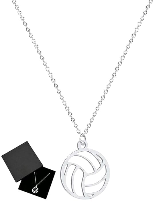 TPZORJX TPZORJX pallavolo idee regalo,Collana cava da pallavolo in acciaio inox Love collana minimalista gioielli sportivi catena clavicola regali per ragazze adolescenti ragazzi,Con 1 scatola regalo