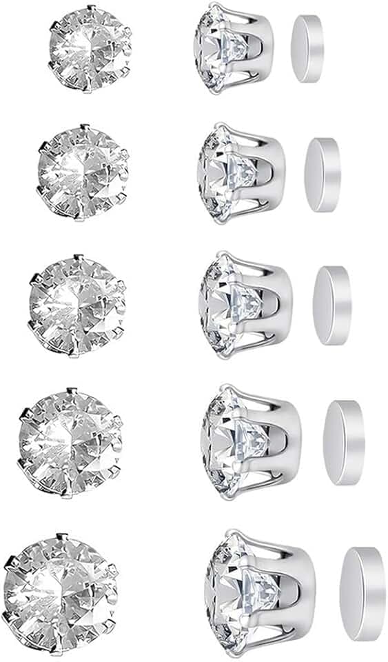 IBXWMNG IBXWMNG Confezione da 10 Orecchini Magnetici Donna e Uomo Zircone Lucido Orecchino Magnetico Uomo Senza Buco Eleganti Clip per Orecchie 4mm-8mm Accessori di Moda Regalo