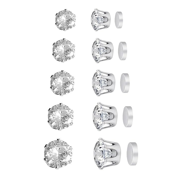 IBXWMNG IBXWMNG Confezione da 10 Orecchini Magnetici Donna e Uomo Zircone Lucido Orecchino Magnetico Uomo Senza Buco Eleganti Clip per Orecchie 4mm-8mm Accessori di Moda Regalo