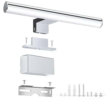 Lampada Specchio Bagno, luce specchio bagno led 557-30 Cromo 11.8" 30CM, 5W, 4000K, luce specchio bagno Illuminazione Cassettiera a Specchio, IP44, led specchio del Argento