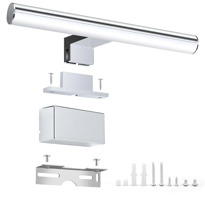 Lampada Specchio Bagno, luce specchio bagno led 557-30 Cromo 11.8" 30CM, 5W, 4000K, luce specchio bagno Illuminazione Cassettiera a Specchio, IP44, led specchio del Argento