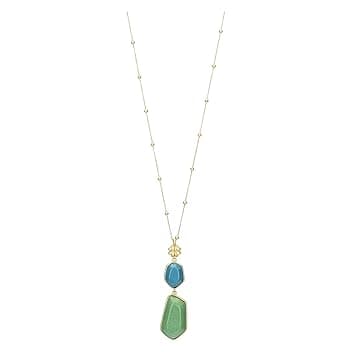 THUN THUN - Collana con pietre e quadrifoglio - ceramica, metallo - Collezione Dedicato a te - 70 + 5 cm