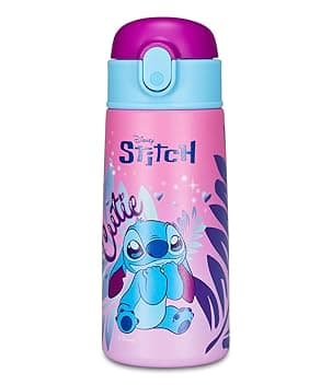 Seven Borraccia Termica Borraccia LILO & STITCH - per Bambini con Cannuccia 460 ML NO PBA- Asilo, Scuola Elementare - Acciaio Inox, Mantenimento Temperatura fino a 24h