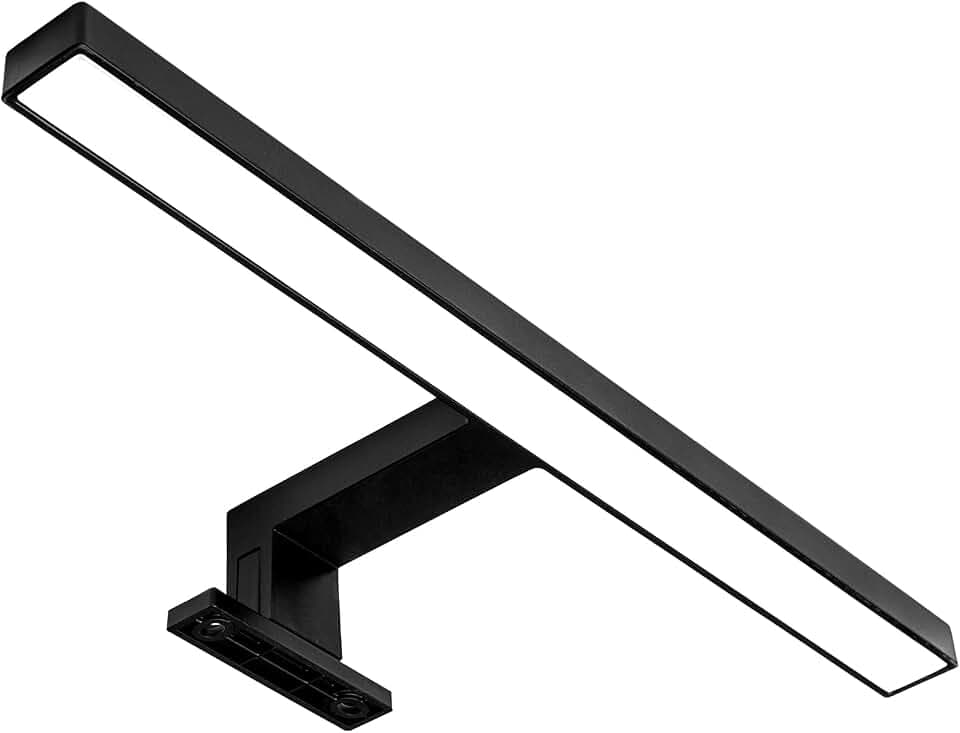 LIGHTWORLD24 Welt der Lichter Lampada da Specchio LED Nera 30 cm – 5W, 550 Lumen, 4000K Bianco Neutro, IP44, 230V – Luce da Bagno, Luce da Trucco, Montaggio su Specchio o Armadio