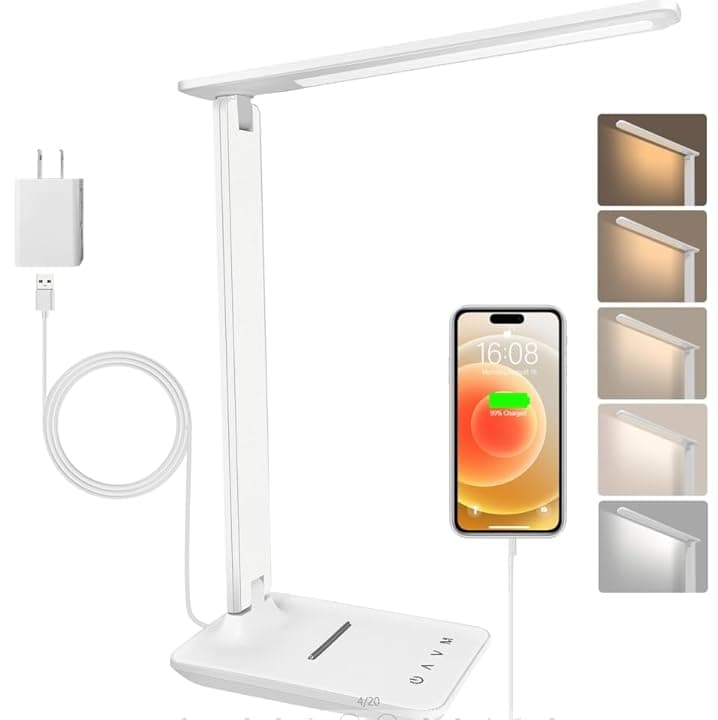 lampada da scrivania,lampada da lettura,dimmerabile lampada da tavolocon porta USB, 3 modalità di illuminazione, lampada da comodino pieghevole per lettura,unghie,lavoro,studiare,ufficio,dormitorio