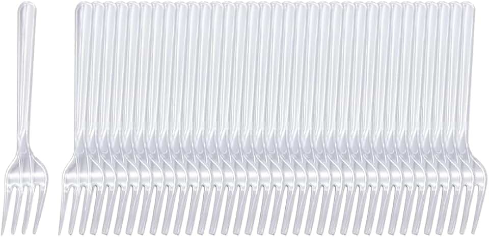 WeddHuis 100 Pezzi Forchette in Plastica Trasparente Riutilizzabile Posate in Plastica Resistenti per Attività All'interno e All'esterno per Compleanni, Feste, Catering, Matrimoni, Barbecue