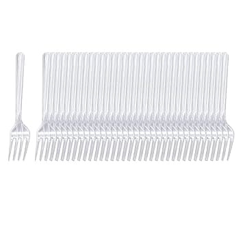 WeddHuis 100 Pezzi Forchette in Plastica Trasparente Riutilizzabile Posate in Plastica Resistenti per Attività All'interno e All'esterno per Compleanni, Feste, Catering, Matrimoni, Barbecue