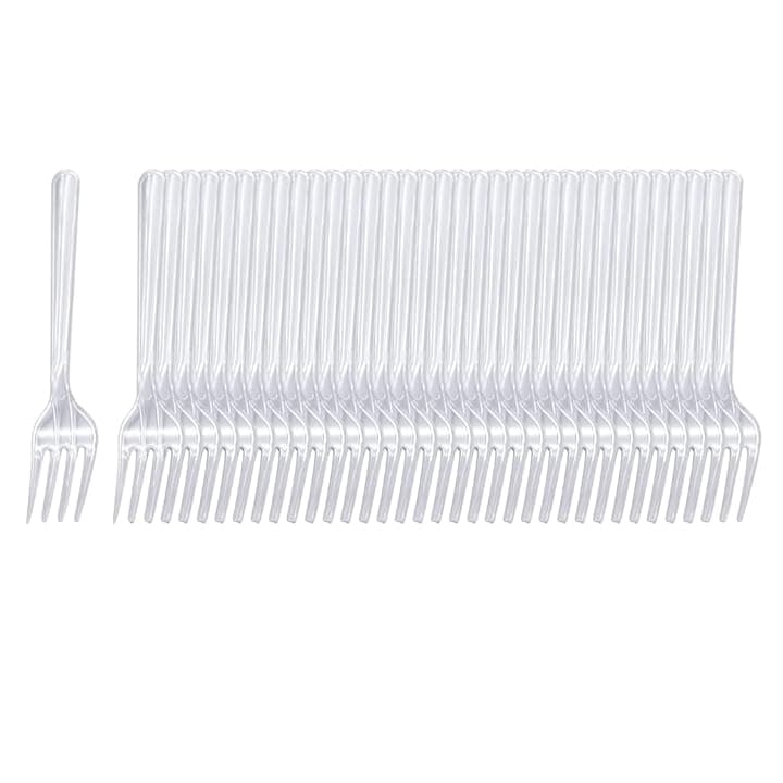WeddHuis 100 Pezzi Forchette in Plastica Trasparente Riutilizzabile Posate in Plastica Resistenti per Attività All'interno e All'esterno per Compleanni, Feste, Catering, Matrimoni, Barbecue
