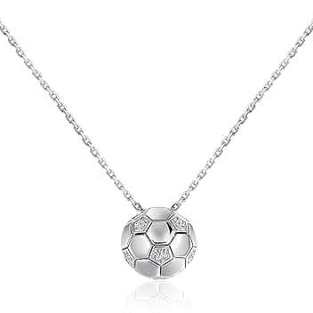 Patelai Collana con Ciondolo di Calcio Catenina con Pendente a Forma di Pallone di Calcio Inciso Collanina di Catena con Strass Regalo per Donna Uomo Gioielli Sportivi (Argento, Calcio)