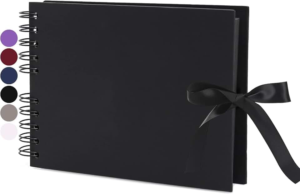 Vienrose Album Fotografico Fai da Te Spirale Scrapbooking Albums 40 Pagine Nero con Spirale 24x17 cm Regali per Nozze Battesimi Ricordi di Famiglia Regalo Compleanno Natale San Valentino, Nero