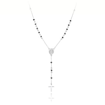 SAGA GIOIELLI COLLANA ROSARIO SFERE NERE ARGENTO ACCIAIO
