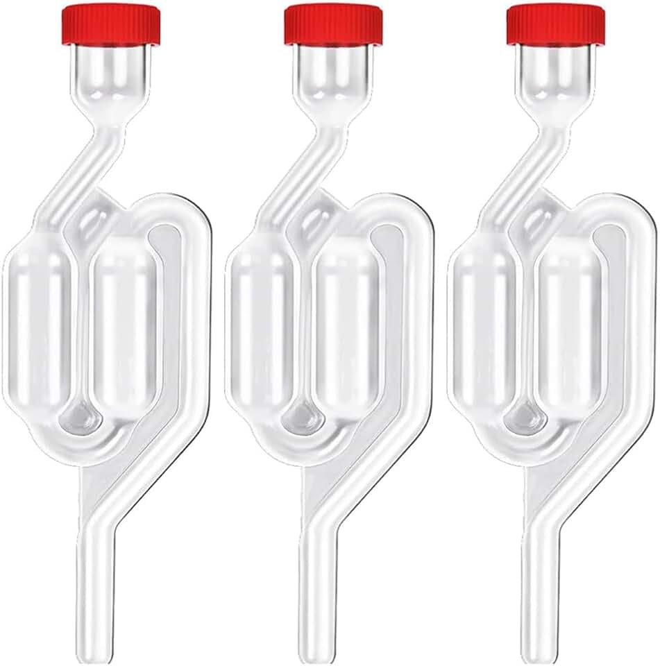 3 Pcs Gorgogliatore Fermentazione Plastica, Gorgogliatore con Tappi in Gomma, Fermentatore, Alambicco per Grappa, Airlock Trasparente di Fermentazione La Produzione di Birra, Vino, Sottaceti