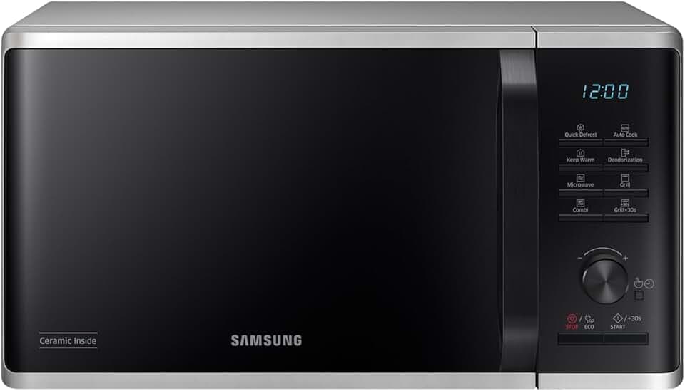Samsung Forno a Microonde Grill Cottura Croccante MG23K3515CSE1 con Piatto Doratore incluso, Programmi Automatici, Quick Defrost, Capacità: 23L, Colore: Silver, LxAxP: 48,9 x 27,5 x 39,2 cm