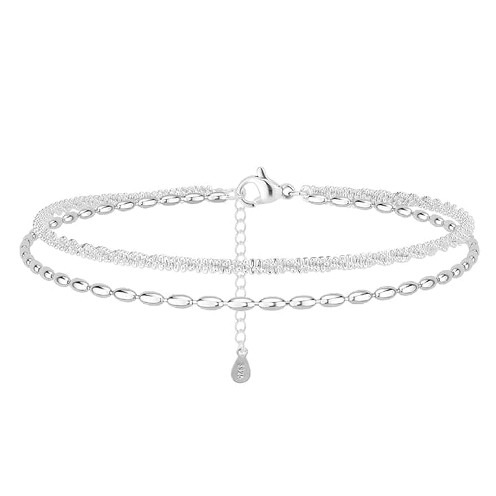 QEQSHQO QEQSHQO Cavigliera Donna Argento 925, Elegante e Impermeabile, Regolabile, Cavigliera in Argento Sterling per Spiaggia e Uso Quotidiano