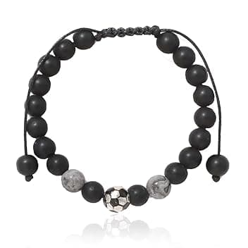 BAUCH Bracciale Bambino 1 Pezzo Bracciale Intrecciato Nero Opaco a Tema Calcio(Per Tifosi di Calcio Quotidiano & Regalo )