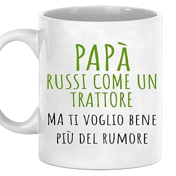 Tazza Papà Russi come un Trattore - Idee Regalo Simpatiche per la Festa del papà - Uomo compleanno Idee regali per Padri originale per lui Natale Colazione Cucina (Ceramica - Bianco)