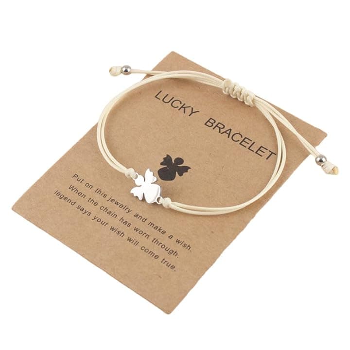 COYUN COYUN 1Pcs braccialetto di angelo custode portafortuna fatto a mano in argento con ciondolo a forma di angelo in metallo per donne e ragazze famiglia miglior amico compleanno gioielli regalo,con carta