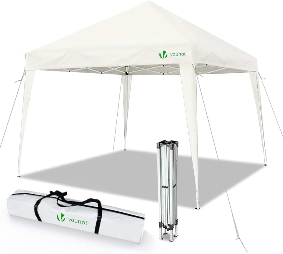 VOUNOT® Gazebo Pieghevole da Giardino 3x3 M, Mercato Tenda Pop up con 4 Sacchi di Sabbia di Peso e Sacca di Trasporto, Bianco