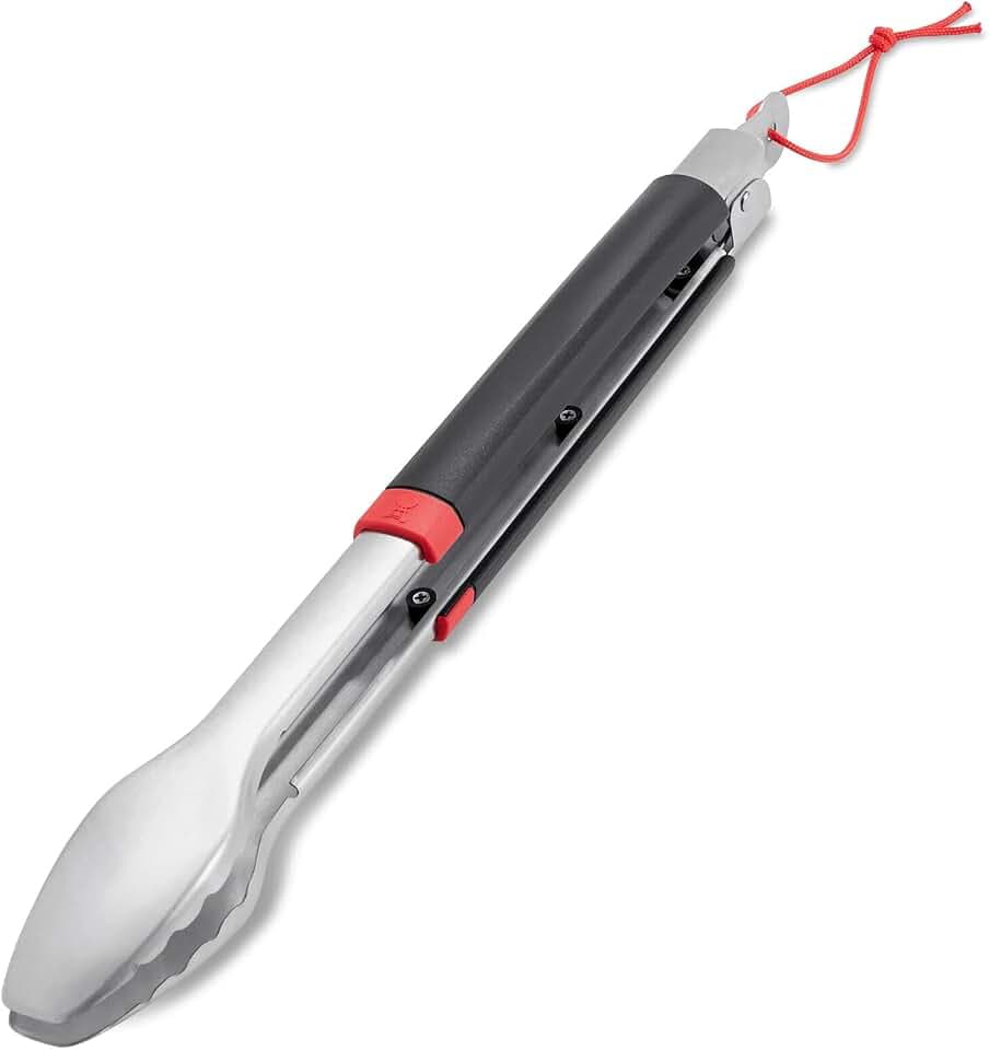 Weber Pinza da sup. cottura (40cm), in acciaio inox, con impugnatura ergonomica e pratico sistema di chiusura, lavabile in lavastoviglie per una facile pulizia, con anello per appenderlo - Nero (6317)