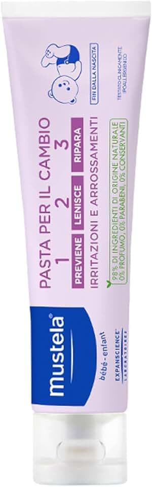 Mustela Pasta Cambio, Crema Pannolino con Perseose d'Avocado BIO, Uso Quotidiano Neonati e Bambini - Previene, Lenisce e Allevia gli Arrossamenti, 98% Ingredienti di Origine Naturale (150ml)