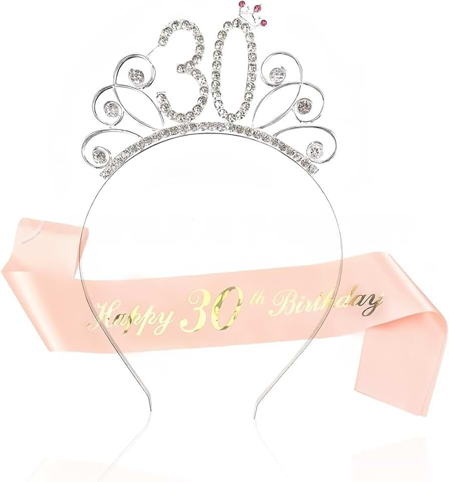 ZKGYUS Compleanno Corona e Fascia, Happy Donna Strass Corona Diadema e Fascia, per Accessori Decorativi per Feste per Ragazze