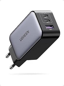 UGREEN Nexode 65W Caricatore USB C, 3 Porte di Ricarica Rapida, Compatibile con MacBook Air, iPhone 17 Pro Max Air/Serie 16-12, iPad, Samsung Galaxy S25/ S23/ S22, Google Pixel ClimatePartner certified