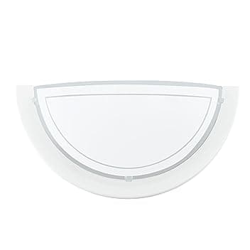 Eglo Lampada da parete Planet 1, applique a uno punto luce, lampada da parete per interni in acciaio e vetro, lampada da soggiorno in bianco e trasparente, lampada da ingresso con attacco E27