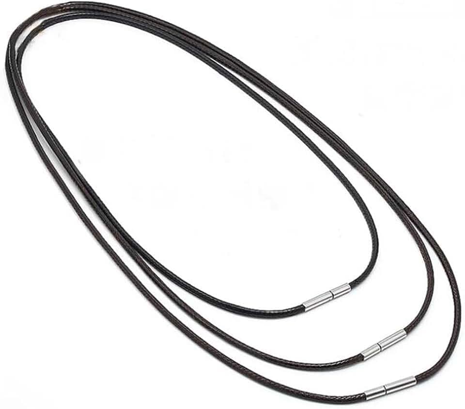 Reccisokz Reccisokz 3 Pezzi Cordoncino Per Collane,Collane Caucciu Uomo Con Chiusura,40/45/50cm Catena Di Cuoio Per Collana Uomo e Donna,Collana Ricambio Per Cindolo Di Catena Cordino Nero Per Ciondoli