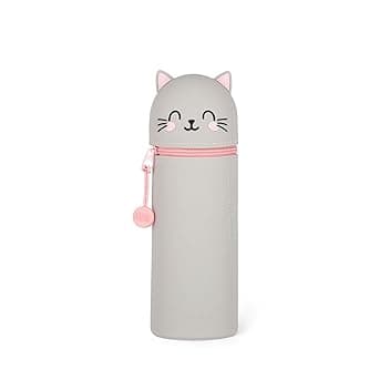 Legami - Kawaii Astuccio Scuola 2 in 1 in Morbido Silicone, Portapenne da Tavolo, Chiusura con Cerniera, Penne Pastelli Pennarelli, H 18.5 cm