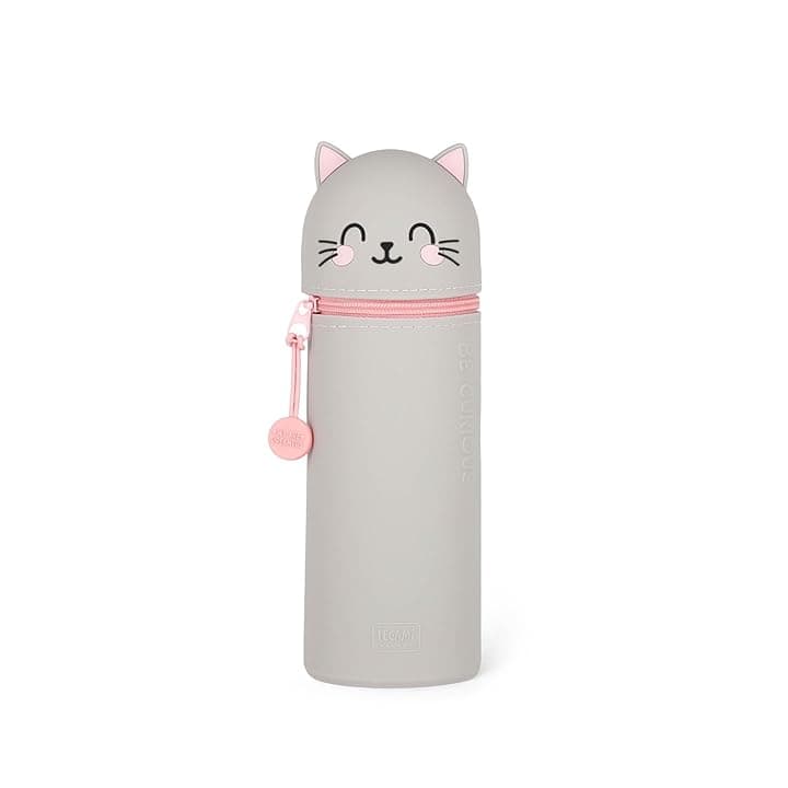 Legami - Kawaii Astuccio Scuola 2 in 1 in Morbido Silicone, Portapenne da Tavolo, Chiusura con Cerniera, Penne Pastelli Pennarelli, H 18.5 cm