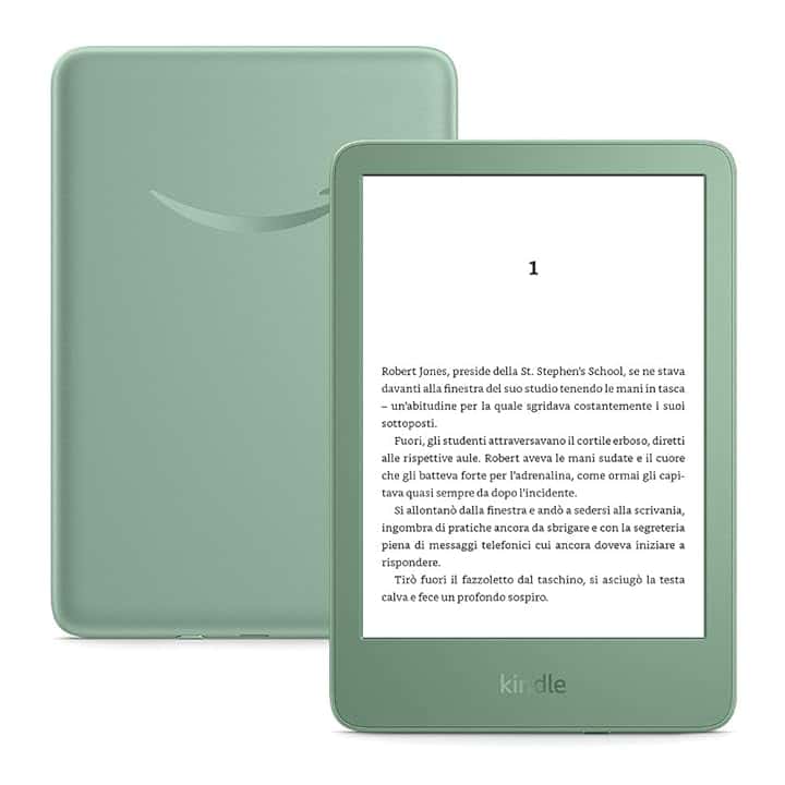 Amazon Kindle (Ultimo modello) - Il più leggero e compatto, con schermo antiriflesso, cambio pagina più rapido, illuminazione frontale regolabile- 16 GB - Con pubblicità - Verde Matcha Reducing CO2