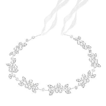 ZORVUJI ZORVUJI Coroncina di Fiori per Capelli Bambina, Accessori per Capelli Comunione e Battesimo, Decorazioni per Capelli Prima Comunione Bambina (Argento)