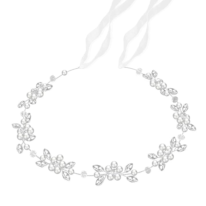 ZORVUJI ZORVUJI Coroncina di Fiori per Capelli Bambina, Accessori per Capelli Comunione e Battesimo, Decorazioni per Capelli Prima Comunione Bambina (Argento)