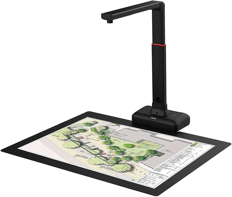 Viisan S21 per documenti e libri di formato fino a A2. 21MP Sensor leviga la curvatura delle pagine doppie del libro. scansione automatica. Modifica delle immagini e software OCR. Windows e Mac