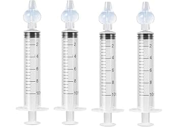 4 PCS Siringa per Lavaggi Nasali Bambini 10 ml, Baby Doccia Nasale Sicuro e Confortevole, Irrigazione Nasale Riutilizzabile Portatile Aspiratore Nasale
