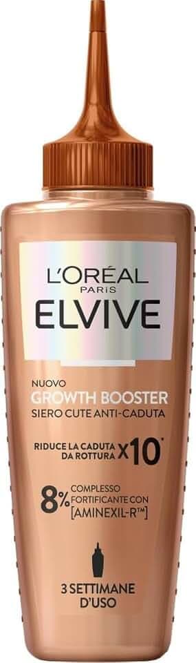 L'Oréal Paris Elvive Siero Cute Anti-Caduta, Per Capelli Tendenti alla Rottura, Rinforza i Capelli Esistenti e Ne Stimola la Crescita, Con Complesso Fortificante Aminexil-R, Growth Booster, 102 ml