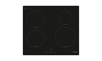 Bosch PUE611BB5J Serie 4, Piano cottura a induzione, PowerBoost accelera il processo di cottura, TouchSelect, senza profili, Nero, 60 cm