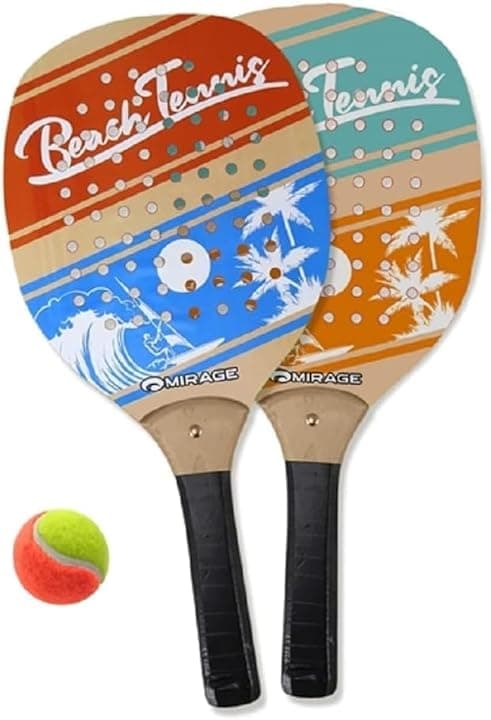 oppia Racchette da Spiaggia Beach Tennis con Pallina Morbida Set Racchettoni Leggeri e Resistenti per Gioco all’Aperto, Mare, Spiaggia e Giardino, Ideale per Bambini e Adulti