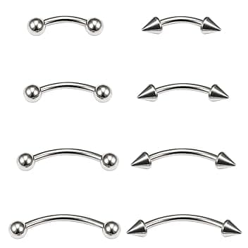 ZAMXHUG ZAMXHUG 16G Piercing Sopracciglio Curvo Barbell - 8PCS 12mm Labbro Tragus Bar Piercing Gioielli, Anelli Sopracciglio in Acciaio Inox Anello Labbro Bilanciere Anello Curvo Trago Orecchino Donne/Uomini