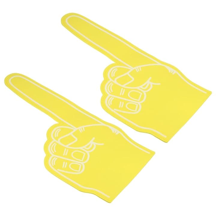 PATIKIL Dito di Schiuma Gigante da 18 Pollici, 2pz, Mano di Schiuma Vuota Fai-da-Te Numero 1 per Cheerleading, Eventi Sportivi, Giochi di Spirito, Feste, Giallo