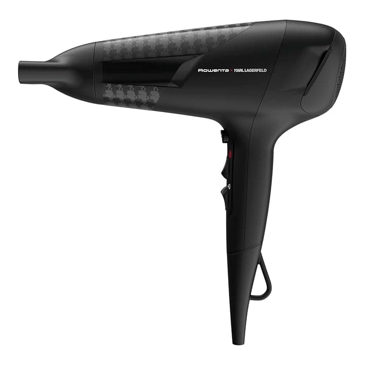 Rowenta x Karl Lagerfeld CV581L Studio Dry, Asciugacapelli, Phon per Capelli Potenza 2100W, Impostazione Thermo Control, 1 Concentratore 12mm, 6 Combinazioni di Velocità/Temperatura