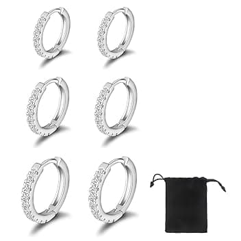 SJBAUTYO SJBAUTYO 3 Paia Orecchini a Cerchio Piccoli,Orecchini a Cerchio di Cartilagine,Orecchini Anallergici Cerchio,Inox Anelli del Labbro del Naso per donna uomo, 8 mm 10 mm 12 mm