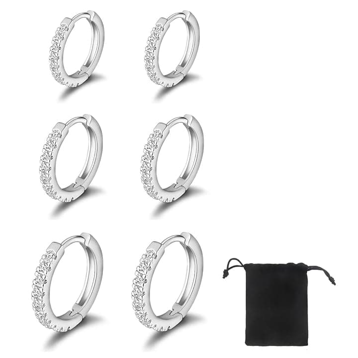 SJBAUTYO SJBAUTYO 3 Paia Orecchini a Cerchio Piccoli,Orecchini a Cerchio di Cartilagine,Orecchini Anallergici Cerchio,Inox Anelli del Labbro del Naso per donna uomo, 8 mm 10 mm 12 mm