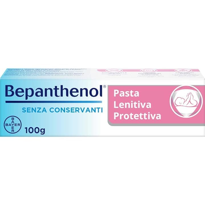 Bepanthenol Pasta Lenitiva Neonato Protettiva, Pasta Cambio Pannolino con Pantenolo che Idrata e Rigenera la pelle, Crema per Bambini Irritazione Pannolino Senza Conservanti, Profumi e Coloranti 100 g