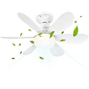 BuzzoXerex Ventilatore da Soffitto con Luce e Telecomando, 52CM Piccoli Lampadario con Ventilatore da Soffitto, E27 Plafoniera Led Soffitto Silenziosa, Velocità, Luminosità e Memoria