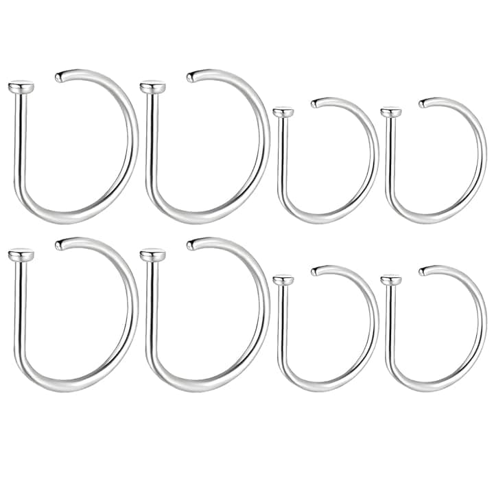 BDEPSTR BDEPSTR Anello del Naso in Acciaio Inox a forma di D 8pcs, Graffetta del Naso, Graffetta del Labbro senza Piercing, Anello del Labbro, Unisex